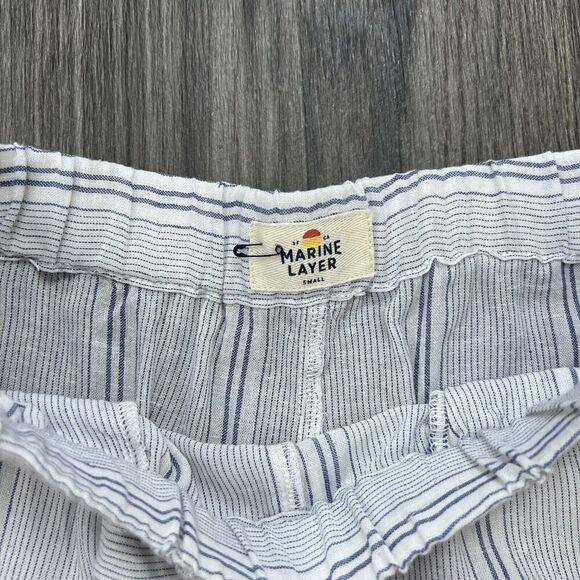 Marine Layer Aly Pants Wide Leg Linen Blend Size Small White Blue Striped - Picture 3 of 8